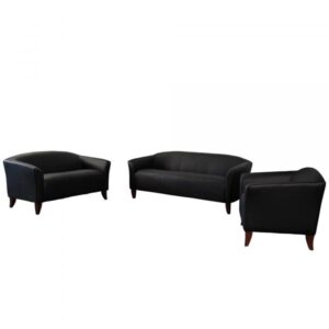 Flash Furniture 3-Pc. Leather Reception Set Black Sofa Loveseat and Chair Model 111SETBK