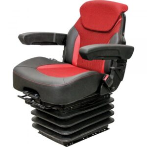 K&M Uni Pro Heavy-Duty Air Suspension Seat with 12-Volt Compressor Fabric Red/Black Model KM 1007