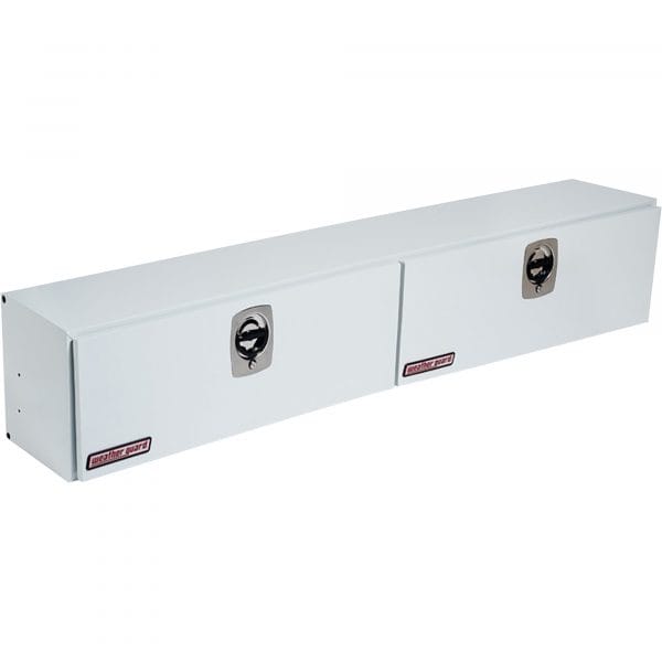 Weather Guard High-Side Dual Door Truck Tool Box Steel with Aluminum Doors White 3-Point Latching 90.25in x 13.5in x 16in Model 290-3-02