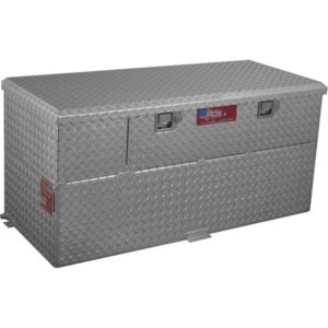 RDS Aluminum Transfer Fuel Tank Toolbox Combo with 12V Fuel Transfer Pump 50-Gallon Rectangular Diamond Plate 8 GPM Model 74724